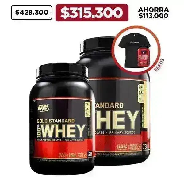 Gold Standard 100% Whey · 5 lb + Gold Standard 100% Whey · 2 lb + AMINOx® · 30 serv BSN - Zona FIT