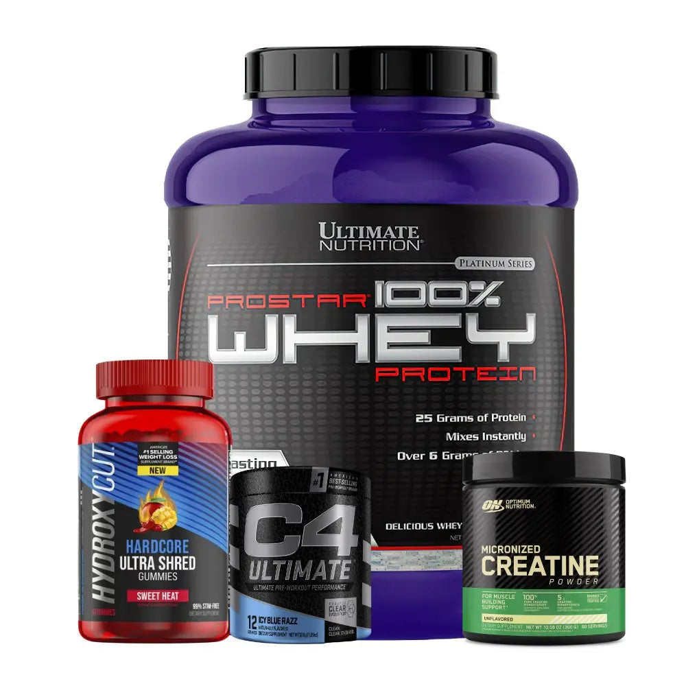 Prostar 5 LB + Creatine Optimum 60 Serv + Hydroxycut 60 gomas + C4 Ultimate