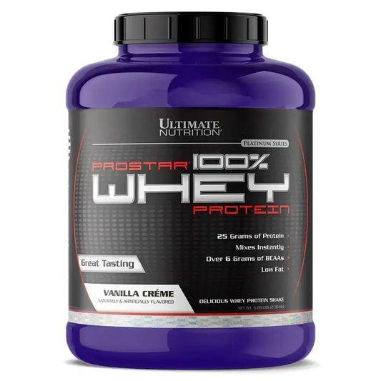 Proteína de suero 100% Prostar sabor vainilla crème, 25g de proteína por porción, suplemento fitness