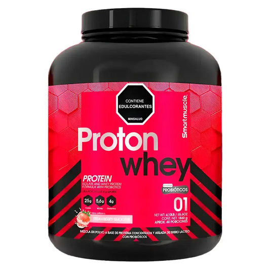 Proton Whey proteína concentrada con probióticos, sabor fresa, suplemento fitness para musculación y recuperación