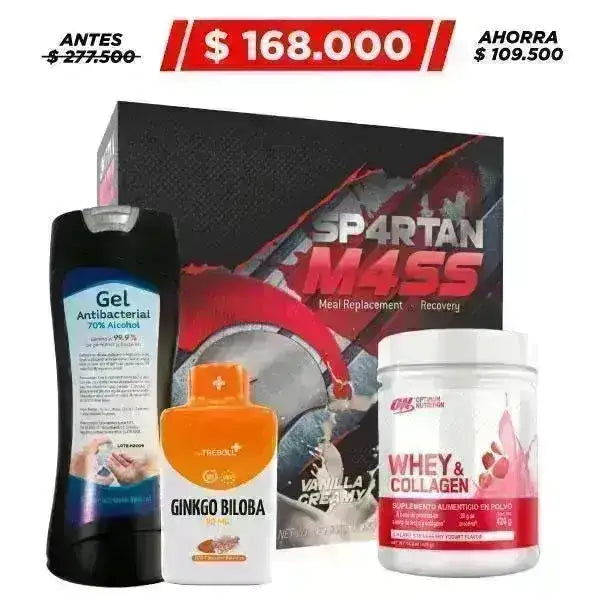 Spartan Mass 12 lb + Whey Collagen 465 gr + Ginkgo Biloba 100 caps + Obsequio - Zona FIT
