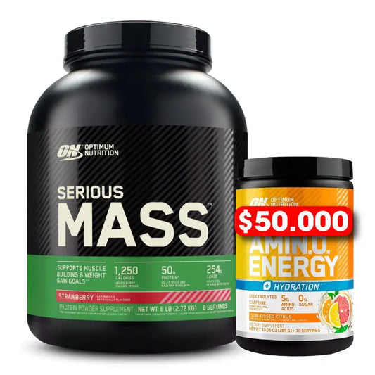 Suplementos Optimum Nutrition: Serious Mass y Amino Energy para ganar masa muscular y energía