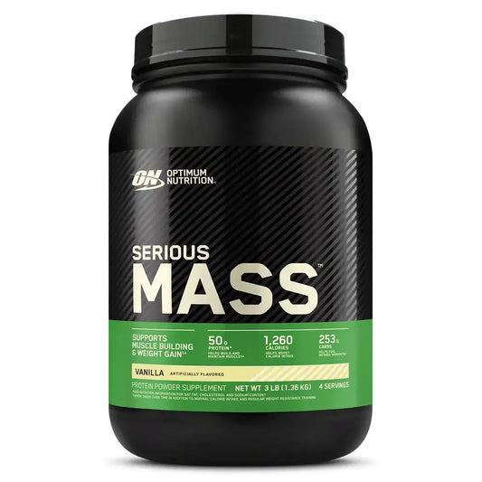 Suplemento Serious Mass de Optimum Nutrition, proteína para ganar masa muscular y peso, sabor vainilla