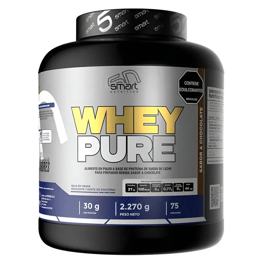 Whey Pure sabor chocolate, suplemento proteico de Smart Nutrition, 2.270 g, ideal para fitness y musculación