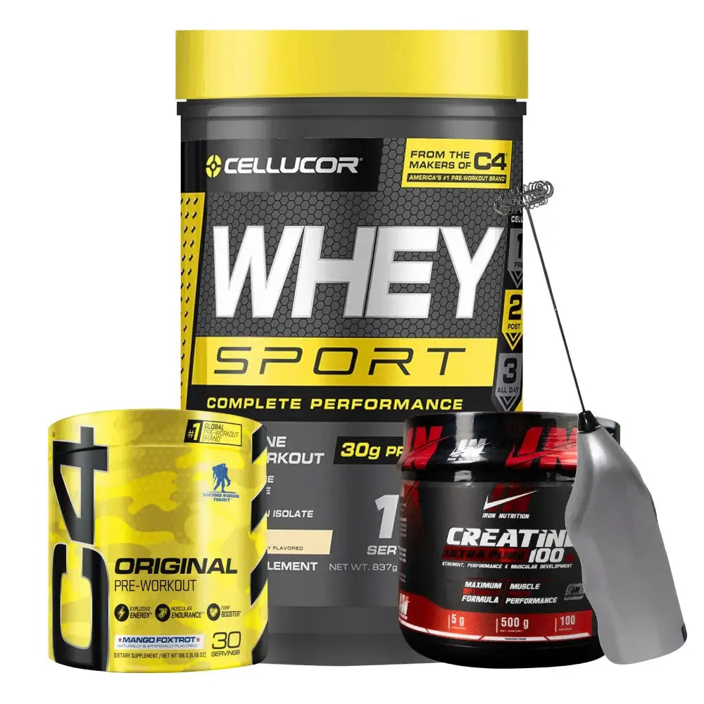 Whey Sport 18 Serv + Creatine Iron 500 g + C4 Original 30 Serv + Obsequio - Zona FIT