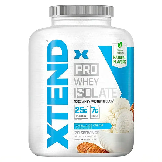 Proteína whey isolate sabor helado vainilla, 25g proteína por porción, sabores naturales