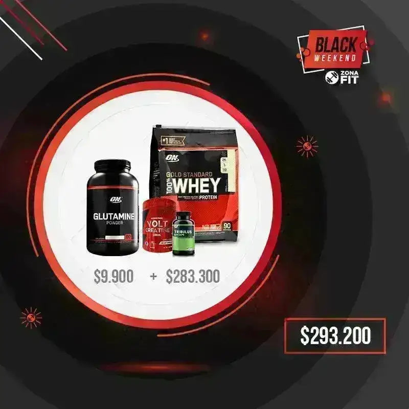 Gold Standard 6 lb + Creatine 300 gr + Glutamine 300 gr + Tribulus 100 caps - Zona FIT