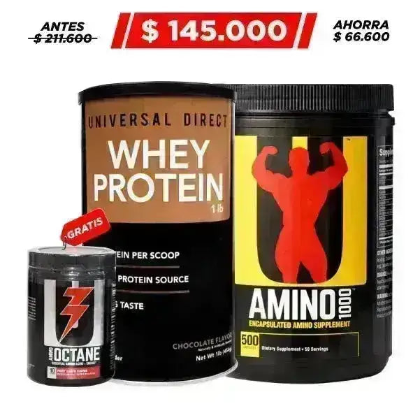 Whey Protein 1 lb + Amino 1000 + Amino Octane 10 serv - Zona FIT