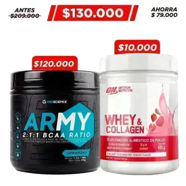 Army BCAA 510 gr + Whey Collagen 420 gr - Zona FIT