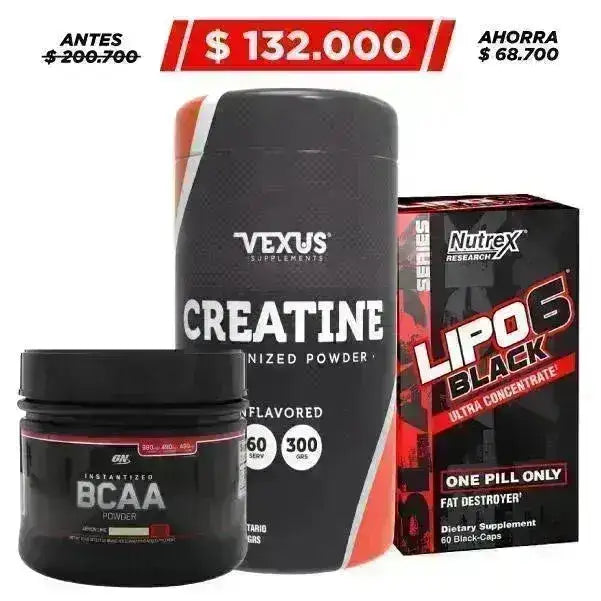 Lipo 6 Black UC 60 Caps + BCAA Powder 220 gr + Creatine 300 gr - Zona FIT