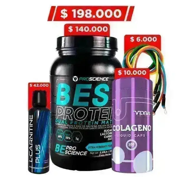 Best Protein 2 lb + L-Carnitine 500 ml + Bandas Elásticas + Obsequio - Zona FIT
