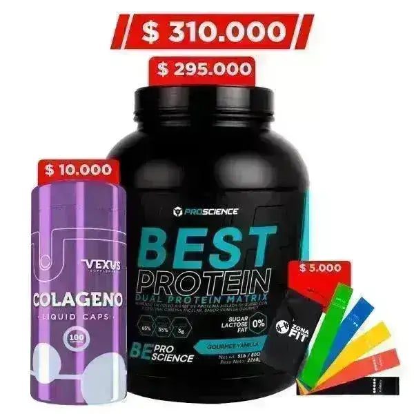Best Protein 5 lb + Colágeno 100 caps + Obsequio - Zona FIT
