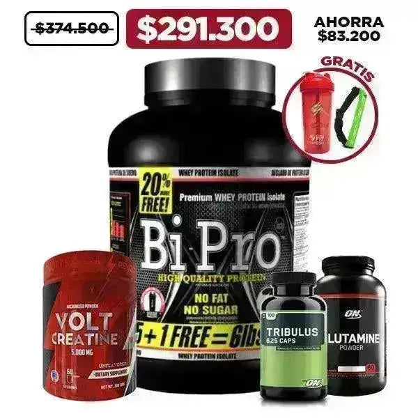 Bi-Pro 6 lb + Glutamine 300 gr + Creatine 300 gr + Tribulus 100 caps + Obsequios - Zona FIT