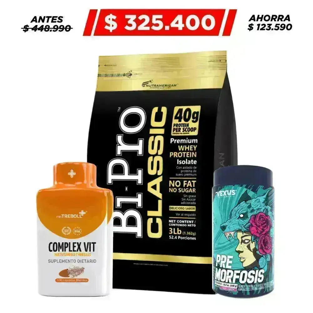BiPro 3 lb + Multivitamínico 100 caps + Pre Morfosis 30 serv - Zona FIT