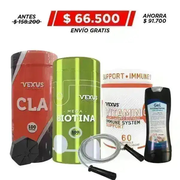 Biotina 100 caps + Vitamin C 60 caps + CLA 100 caps + Obsequio - Zona FIT