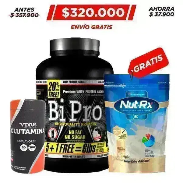 BiPro 6 lb + Glutamine 300 gr + Obsequio - Zona FIT