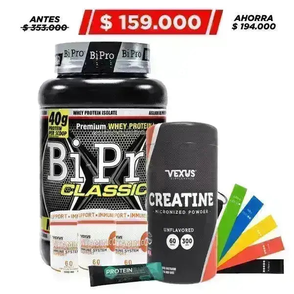 Bi Pro 908 gr + Creatine 300 gr + 3 Unid. Vitamin-C 60 caps + Obsequio - Zona FIT
