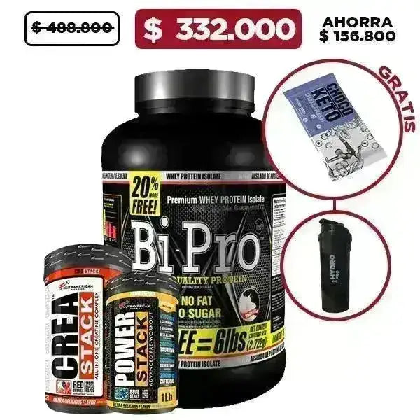 BiPro 6 lb + Crea Stack 1.3 lb + Power Stack 1 lb + Obsequio - Zona FIT
