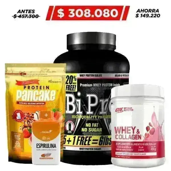 BiPro 6 lb + Whey Collagen 420 gr + Protein Pancake 770 gr + Obsequio - Zona FIT