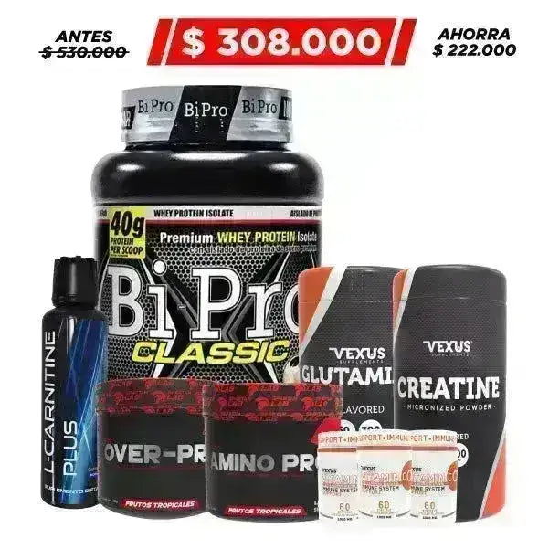 BiPro 2 lb + L-Carnitine 500 ml + Creatine 300 gr + Obsequio - Zona FIT