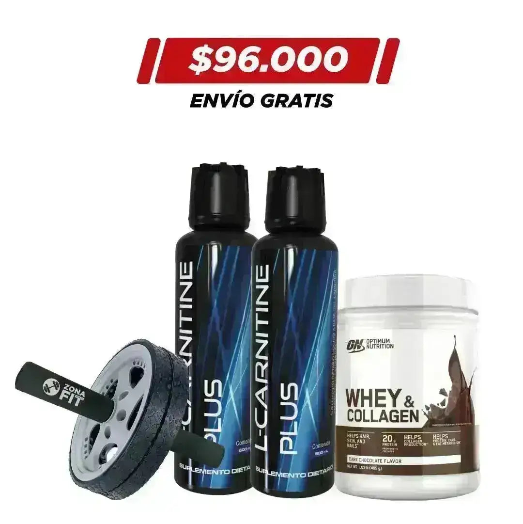 2 Unid L-Carnitine Plus 500 ml + Whey Collagen 420 gr + Obsequios - Zona FIT