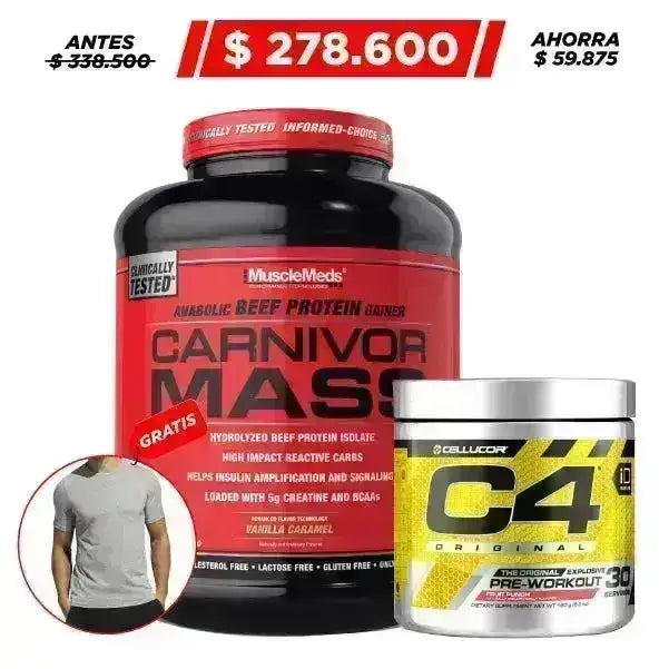 Carnivor Mass 6 lb + C4 30 serv + Obsequio - Zona FIT