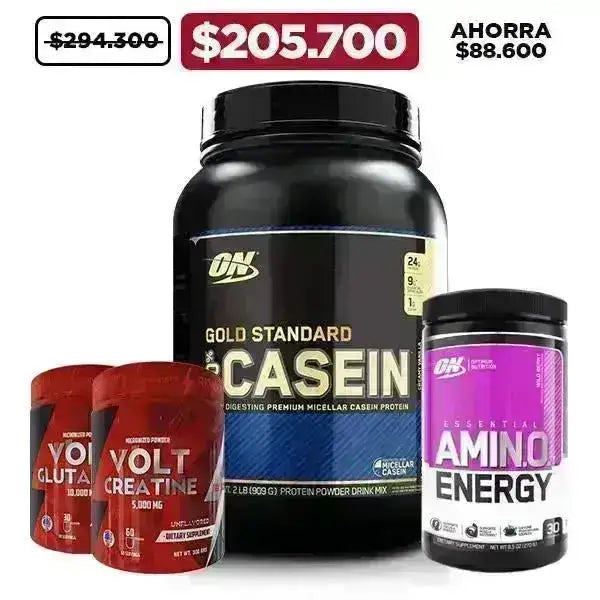 Gold Standard Casein 2 lb + Amino Energy 30 ser + Glutamine 300 gr + Creatine 300 gr - Zona FIT