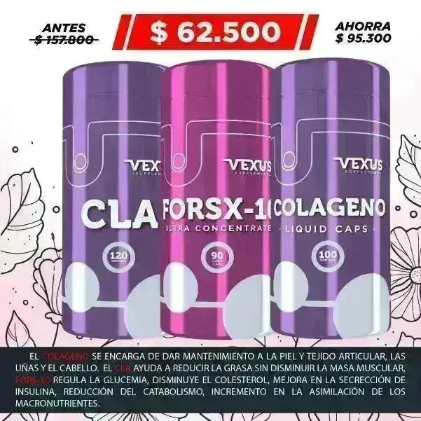 Colágeno 100 Caps + CLA 100 Caps + ForsX-10 90 Caps - Zona FIT