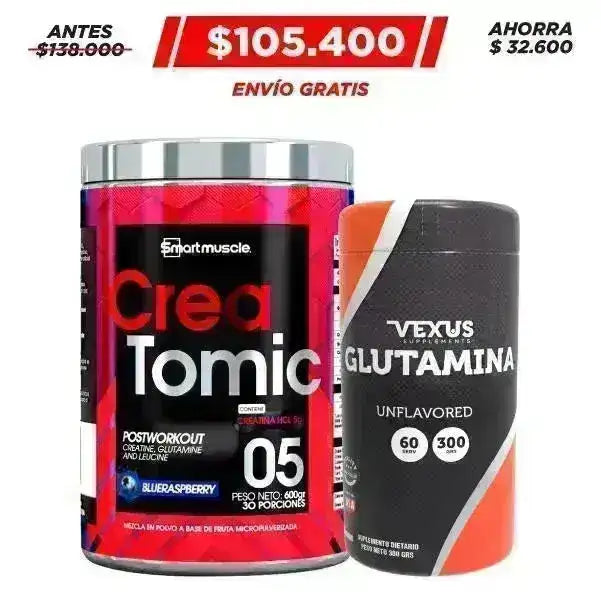 Creatomic 30 serv + Glutamine 300 gr - Zona FIT