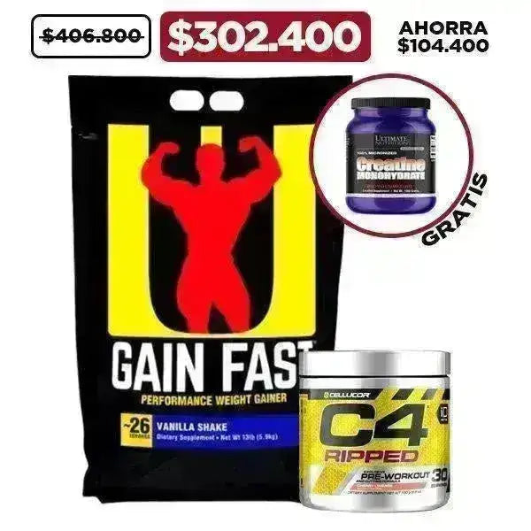 Oferta Gain Fast 13 lb + C4 Ripped + Creatine 1000 grs - Zona FIT