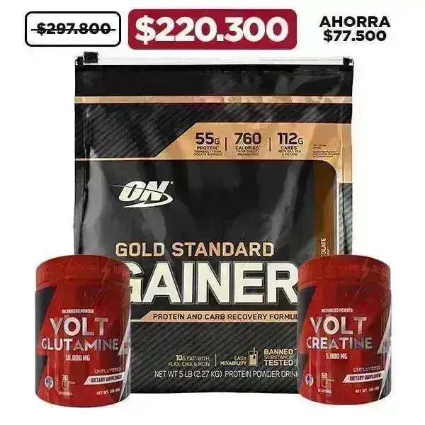 Gold Standard Gainer 5 lb + Glutamine 300 gr + Creatine 300 gr - Zona FIT