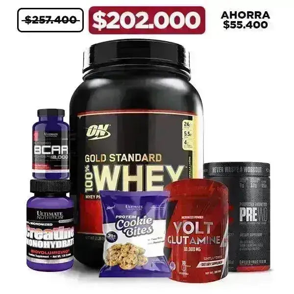 Gold Standard 2 lb + PreW.O. + Creatine 120 gr + Glutamine 300 gr + Obsequios - Zona FIT