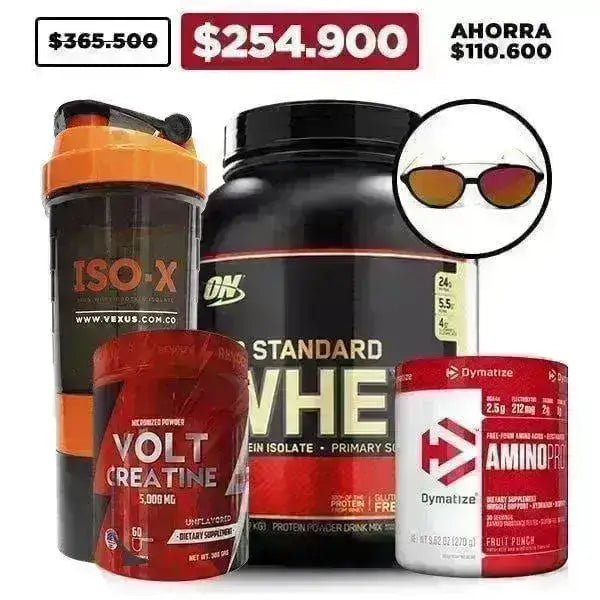 Gold Standard 5 lb + Creatina 300 gr + Amino Pro 30 serv + Obsequios - Zona FIT