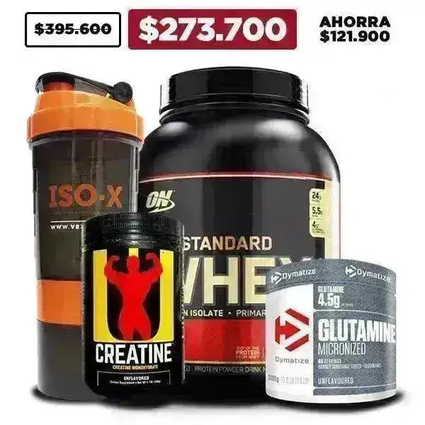 Gold Standard 5 lb + Creatina 500 gr + Glutamine 500 gr + Shaker - Zona FIT