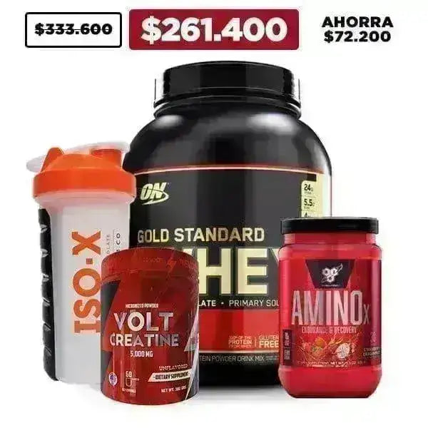Gold Standard 5 lb + Amino X + Creatina + Shaker - Zona FIT