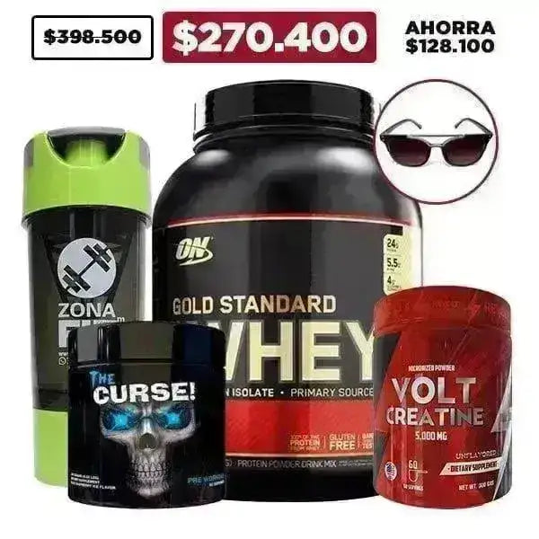 Gold Standard 5 lb + The Curse 50 serv + Creatine 300 gr + Obsequios - Zona FIT