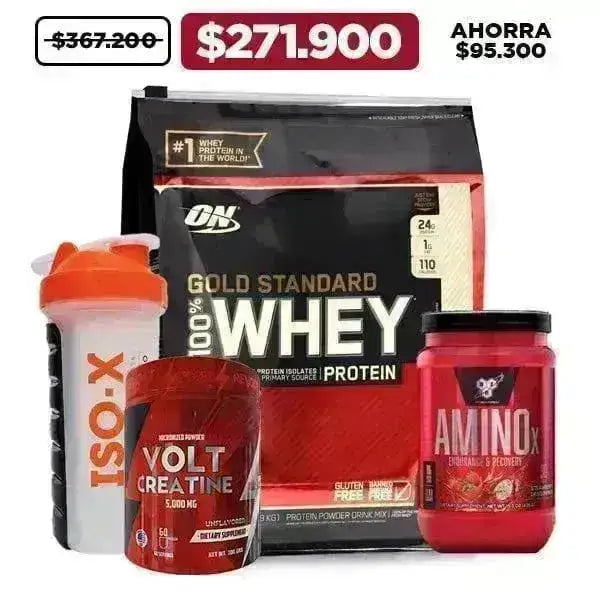 Gold Standard 6 lb + Amino X 30 serv + Creatina 300 gr + Shaker - Zona FIT