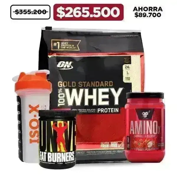 Gold Standard 6 lb + Amino X 30 serv + Fat Burners 55 tabs + Shaker - Zona FIT