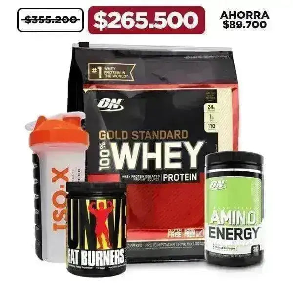 Gold Standard 6 lb + Amino Energy 30 serv + Fat Burners 55 tabs + Shaker - Zona FIT