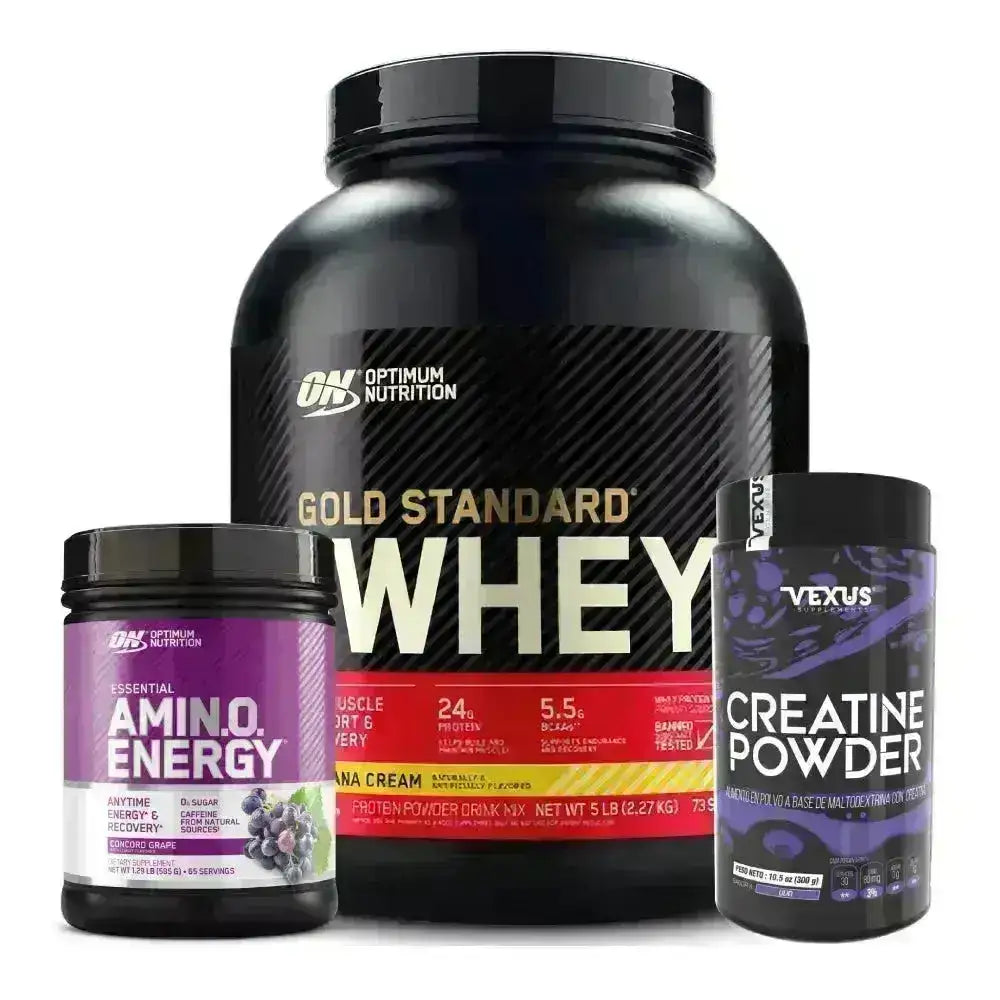 Gold Standard 5 lb + Amino Energy 65 serv + Creatine 300 gr - Zona FIT