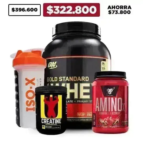 Gold Standard 4.63 lb + Amino X 70 serv + Creatina + Shaker - Zona FIT
