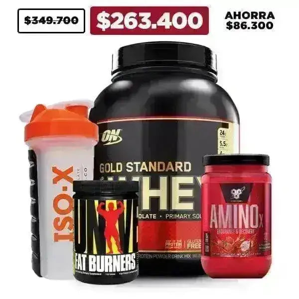 Gold Standard 5 lb + Amino X + Fat Burners + Shaker - Zona FIT