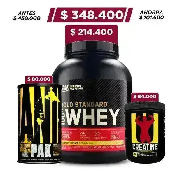 Gold Standard 5 lb + Animal Pak + Creatine 300 gr - Zona FIT