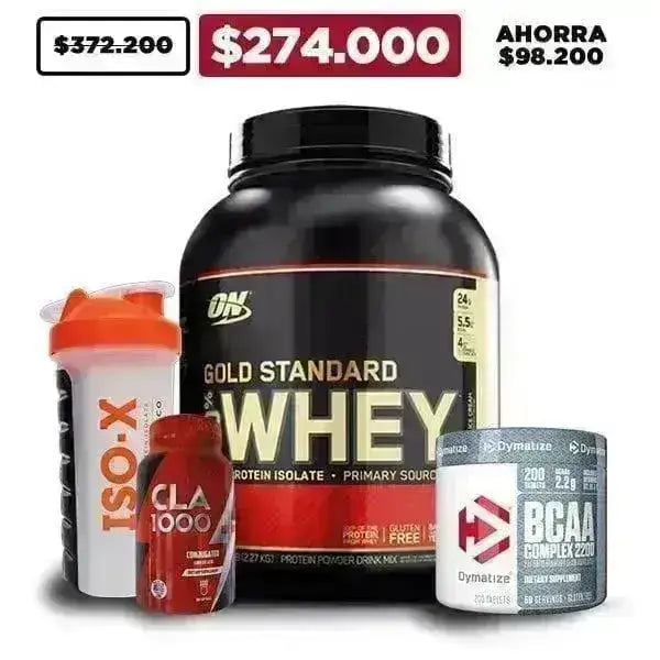 Gold Standard 100% Whey 5 lb + CLA + BCAA + Shaker - Zona FIT