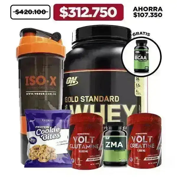 Gold Standard 5 lb + Glutamine 300gr + Creatine 300gr + ZMA + Obsequios - Zona FIT
