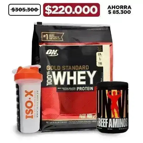 Gold Standard 6 lb + Beef Aminos 200 tabs + Shaker - Zona FIT