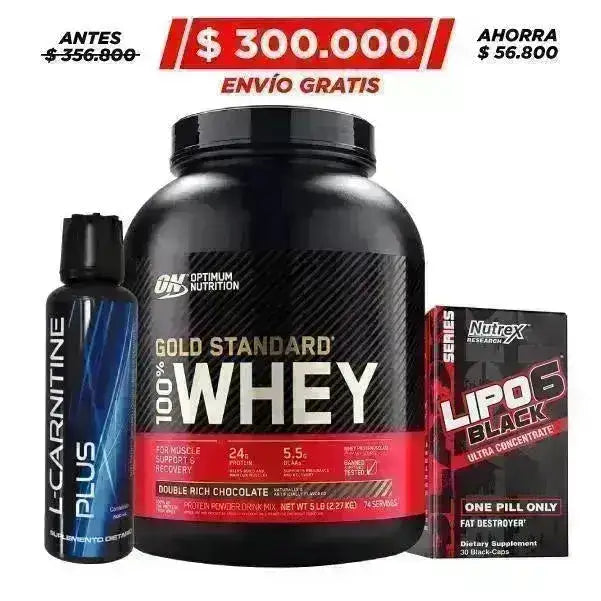 Gold Standard 5 lb + Lipo 6 Black UC 30 caps + Carnitine Plus 500 ml - Zona FIT