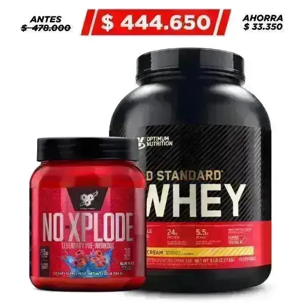 Gold Standard 5 lb + N.O. Xplode 30 ser - Zona FIT