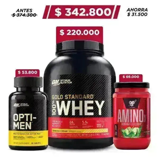 Gold Standard 5 lb + AminoX 30 serv. + Opti Men 90 caps - Zona FIT