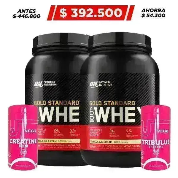 2 Unid. Gold Standard 2 lb + Creatine HCL 120 caps + Tribulus 100 caps - Zona FIT